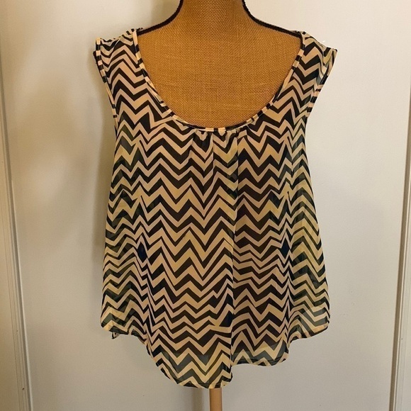 Jella Couture Sheer Chevron Blouse - Picture 1 of 5